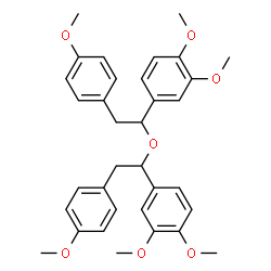 ChemSpider 2D Image | 1,1'-{Oxybis[2-(4-methoxyphenyl)-1,1-ethanediyl]}bis(3,4-dimethoxybenzene) | C34H38O7