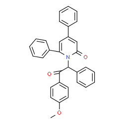 ChemSpider 2D Image | 1-[2-(4-Methoxyphenyl)-2-oxo-1-phenylethyl]-4,6-diphenyl-2(1H)-pyridinone | C32H25NO3