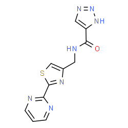 ChemSpider 2D Image | N-{[2-(2-Pyrimidinyl)-1,3-thiazol-4-yl]methyl}-1H-1,2,3-triazole-4-carboxamide | C11H9N7OS