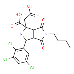 ChemSpider 2D Image | 5-Butyl-1-(carboxymethyl)-4,6-dioxo-3-(2,3,5-trichlorophenyl)octahydropyrrolo[3,4-c]pyrrole-1-carboxylic acid | C19H19Cl3N2O6