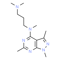 ChemSpider 2D Image | N,N,N'-Trimethyl-N'-(1,3,6-trimethyl-1H-pyrazolo[3,4-d]pyrimidin-4-yl)-1,3-propanediamine | C14H24N6