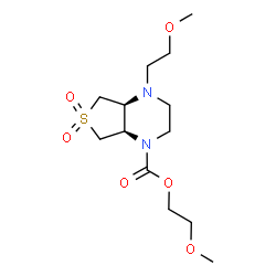 ChemSpider 2D Image | 2-Methoxyethyl (4aS,7aR)-4-(2-methoxyethyl)hexahydrothieno[3,4-b]pyrazine-1(2H)-carboxylate 6,6-dioxide | C13H24N2O6S
