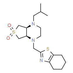 ChemSpider 2D Image | (4aR,7aS)-1-Isobutyl-4-(4,5,6,7-tetrahydro-1,3-benzothiazol-2-ylmethyl)octahydrothieno[3,4-b]pyrazine 6,6-dioxide | C18H29N3O2S2