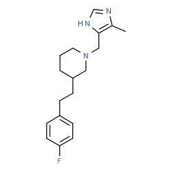 ChemSpider 2D Image | 3-[2-(4-Fluorophenyl)ethyl]-1-[(4-methyl-1H-imidazol-5-yl)methyl]piperidine | C18H24FN3