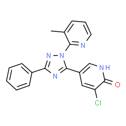 ChemSpider 2D Image | 3-Chloro-5-[1-(3-methyl-2-pyridinyl)-3-phenyl-1H-1,2,4-triazol-5-yl]-2(1H)-pyridinone | C19H14ClN5O