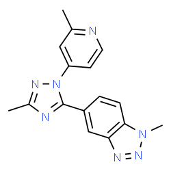 ChemSpider 2D Image | 1-Methyl-5-[3-methyl-1-(2-methyl-4-pyridinyl)-1H-1,2,4-triazol-5-yl]-1H-benzotriazole | C16H15N7
