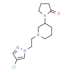 ChemSpider 2D Image | 1-{1-[2-(4-Chloro-1H-pyrazol-1-yl)ethyl]-3-piperidinyl}-2-pyrrolidinone | C14H21ClN4O