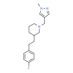 ChemSpider 2D Image | 3-[2-(4-Fluorophenyl)ethyl]-1-[(1-methyl-1H-pyrazol-4-yl)methyl]piperidine | C18H24FN3