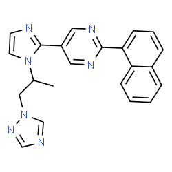 ChemSpider 2D Image | 2-(1-Naphthyl)-5-{1-[1-(1H-1,2,4-triazol-1-yl)-2-propanyl]-1H-imidazol-2-yl}pyrimidine | C22H19N7