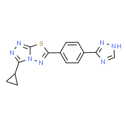 ChemSpider 2D Image | 3-Cyclopropyl-6-[4-(1H-1,2,4-triazol-3-yl)phenyl][1,2,4]triazolo[3,4-b][1,3,4]thiadiazole | C14H11N7S