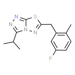 ChemSpider 2D Image | 6-(5-Fluoro-2-methylbenzyl)-3-isopropyl[1,2,4]triazolo[3,4-b][1,3,4]thiadiazole | C14H15FN4S