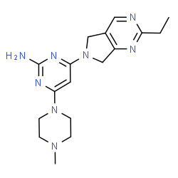 ChemSpider 2D Image | 4-(2-Ethyl-5,7-dihydro-6H-pyrrolo[3,4-d]pyrimidin-6-yl)-6-(4-methyl-1-piperazinyl)-2-pyrimidinamine | C17H24N8