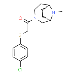 ChemSpider 2D Image | 2-[(4-Chlorophenyl)sulfanyl]-1-[(1R,6S)-9-methyl-3,9-diazabicyclo[4.2.1]non-3-yl]ethanone | C16H21ClN2OS