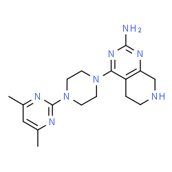 ChemSpider 2D Image | 4-[4-(4,6-Dimethyl-2-pyrimidinyl)-1-piperazinyl]-5,6,7,8-tetrahydropyrido[3,4-d]pyrimidin-2-amine | C17H24N8