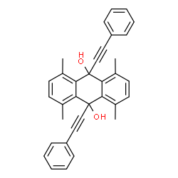 ChemSpider 2D Image | 1,4,5,8-Tetramethyl-9,10-bis(phenylethynyl)-9,10-dihydro-9,10-anthracenediol | C34H28O2