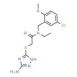 ChemSpider 2D Image | 2-[(3-Amino-1H-1,2,4-triazol-5-yl)sulfanyl]-N-(5-chloro-2-methoxybenzyl)-N-ethylacetamide | C14H18ClN5O2S