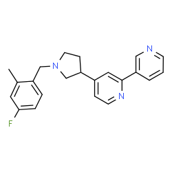ChemSpider 2D Image | 4-[1-(4-Fluoro-2-methylbenzyl)-3-pyrrolidinyl]-2,3'-bipyridine | C22H22FN3