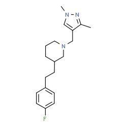 ChemSpider 2D Image | 1-[(1,3-Dimethyl-1H-pyrazol-4-yl)methyl]-3-[2-(4-fluorophenyl)ethyl]piperidine | C19H26FN3