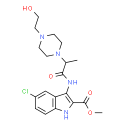 ChemSpider 2D Image | Methyl 5-chloro-3-({2-[4-(2-hydroxyethyl)-1-piperazinyl]propanoyl}amino)-1H-indole-2-carboxylate | C19H25ClN4O4
