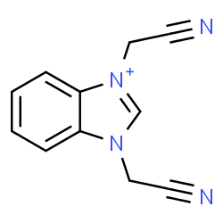ChemSpider 2D Image | 1,3-Bis(cyanomethyl)-1H-benzimidazol-3-ium | C11H9N4