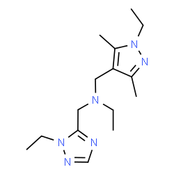ChemSpider 2D Image | N-[(1-Ethyl-3,5-dimethyl-1H-pyrazol-4-yl)methyl]-N-[(1-ethyl-1H-1,2,4-triazol-5-yl)methyl]ethanamine | C15H26N6