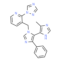 ChemSpider 2D Image | 5-Methyl-5'-phenyl-3'-{[2-(1H-1,2,4-triazol-1-yl)-3-pyridinyl]methyl}-1H,3'H-4,4'-biimidazole | C21H18N8