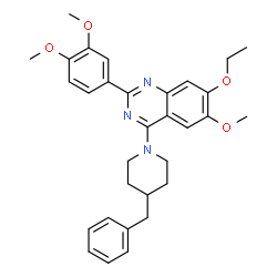 ChemSpider 2D Image | 4-(4-Benzyl-1-piperidinyl)-2-(3,4-dimethoxyphenyl)-7-ethoxy-6-methoxyquinazoline | C31H35N3O4