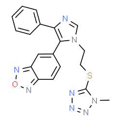 ChemSpider 2D Image | 5-(1-{2-[(1-Methyl-1H-tetrazol-5-yl)sulfanyl]ethyl}-4-phenyl-1H-imidazol-5-yl)-2,1,3-benzoxadiazole | C19H16N8OS