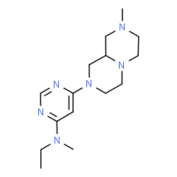 ChemSpider 2D Image | N-Ethyl-N-methyl-6-(8-methyloctahydro-2H-pyrazino[1,2-a]pyrazin-2-yl)-4-pyrimidinamine | C15H26N6