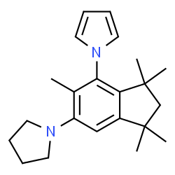 ChemSpider 2D Image | 1-[1,1,3,3,5-Pentamethyl-6-(1-pyrrolidinyl)-2,3-dihydro-1H-inden-4-yl]-1H-pyrrole | C22H30N2