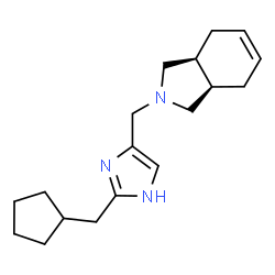 ChemSpider 2D Image | (3aR,7aS)-2-{[2-(Cyclopentylmethyl)-1H-imidazol-4-yl]methyl}-2,3,3a,4,7,7a-hexahydro-1H-isoindole | C18H27N3