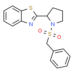 ChemSpider 2D Image | 2-[1-(Benzylsulfonyl)-2-pyrrolidinyl]-1,3-benzothiazole | C18H18N2O2S2