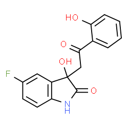 ChemSpider 2D Image | 5-Fluoro-3-hydroxy-3-[2-(2-hydroxyphenyl)-2-oxoethyl]-1,3-dihydro-2H-indol-2-one | C16H12FNO4