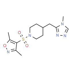 ChemSpider 2D Image | 1-[(3,5-Dimethyl-1,2-oxazol-4-yl)sulfonyl]-4-[(4-methyl-4H-1,2,4-triazol-3-yl)methyl]piperidine | C14H21N5O3S