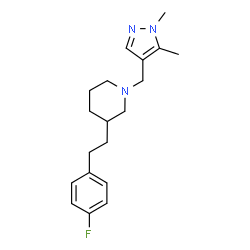 ChemSpider 2D Image | 1-[(1,5-Dimethyl-1H-pyrazol-4-yl)methyl]-3-[2-(4-fluorophenyl)ethyl]piperidine | C19H26FN3