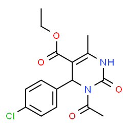 ChemSpider 2D Image | Ethyl 3-acetyl-4-(4-chlorophenyl)-6-methyl-2-oxo-1,2,3,4-tetrahydro-5-pyrimidinecarboxylate | C16H17ClN2O4