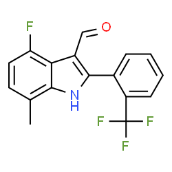 ChemSpider 2D Image | 4-Fluoro-7-methyl-2-[2-(trifluoromethyl)phenyl]-1H-indole-3-carbaldehyde | C17H11F4NO