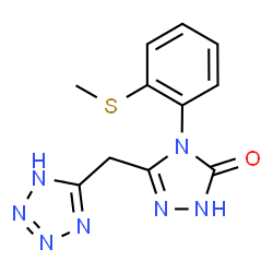 ChemSpider 2D Image | 4-[2-(Methylsulfanyl)phenyl]-5-(1H-tetrazol-5-ylmethyl)-2,4-dihydro-3H-1,2,4-triazol-3-one | C11H11N7OS