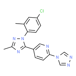 ChemSpider 2D Image | 5-[1-(4-Chloro-2-methylphenyl)-3-methyl-1H-1,2,4-triazol-5-yl]-2-(4H-1,2,4-triazol-4-yl)pyridine | C17H14ClN7