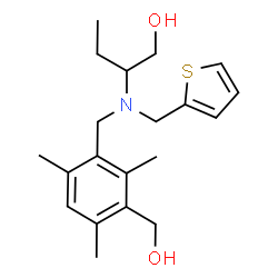 ChemSpider 2D Image | 2-{[3-(Hydroxymethyl)-2,4,6-trimethylbenzyl](2-thienylmethyl)amino}-1-butanol | C20H29NO2S