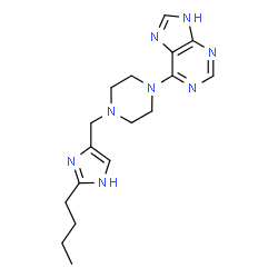 ChemSpider 2D Image | 6-{4-[(2-Butyl-1H-imidazol-4-yl)methyl]-1-piperazinyl}-1H-purine | C17H24N8
