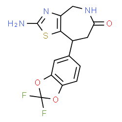 ChemSpider 2D Image | 2-Amino-8-(2,2-difluoro-1,3-benzodioxol-5-yl)-4,5,7,8-tetrahydro-6H-[1,3]thiazolo[4,5-c]azepin-6-one | C14H11F2N3O3S