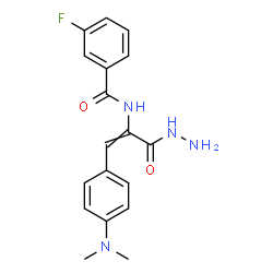 ChemSpider 2D Image | N-{1-[4-(Dimethylamino)phenyl]-3-hydrazino-3-oxo-1-propen-2-yl}-3-fluorobenzamide | C18H19FN4O2