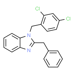 ChemSpider 2D Image | 2-Benzyl-1-(2,4-dichlorobenzyl)-1H-benzimidazole | C21H16Cl2N2