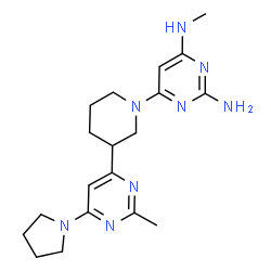 ChemSpider 2D Image | N~4~-Methyl-6-{3-[2-methyl-6-(1-pyrrolidinyl)-4-pyrimidinyl]-1-piperidinyl}-2,4-pyrimidinediamine | C19H28N8