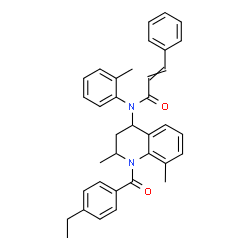 ChemSpider 2D Image | N-[1-(4-Ethylbenzoyl)-2,8-dimethyl-1,2,3,4-tetrahydro-4-quinolinyl]-N-(2-methylphenyl)-3-phenylacrylamide | C36H36N2O2