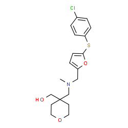 ChemSpider 2D Image | (4-{[({5-[(4-Chlorophenyl)sulfanyl]-2-furyl}methyl)(methyl)amino]methyl}tetrahydro-2H-pyran-4-yl)methanol | C19H24ClNO3S