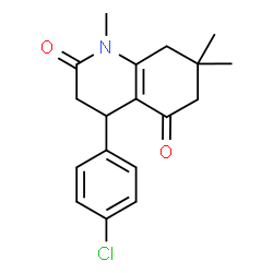 ChemSpider 2D Image | 4-(4-Chlorophenyl)-1,7,7-trimethyl-4,6,7,8-tetrahydro-2,5(1H,3H)-quinolinedione | C18H20ClNO2