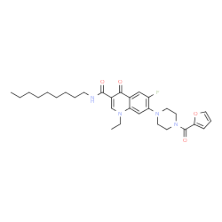 ChemSpider 2D Image | 1-Ethyl-6-fluoro-7-[4-(2-furoyl)-1-piperazinyl]-N-nonyl-4-oxo-1,4-dihydro-3-quinolinecarboxamide | C30H39FN4O4