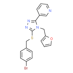 ChemSpider 2D Image | 3-{5-[(4-Bromobenzyl)sulfanyl]-4-(2-furylmethyl)-4H-1,2,4-triazol-3-yl}pyridine | C19H15BrN4OS